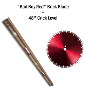 Blade and Level Deal  - 48" Crick Tool Wooden Level w/ One "Bad Boy Red" Masonry Diamond Saw Blade